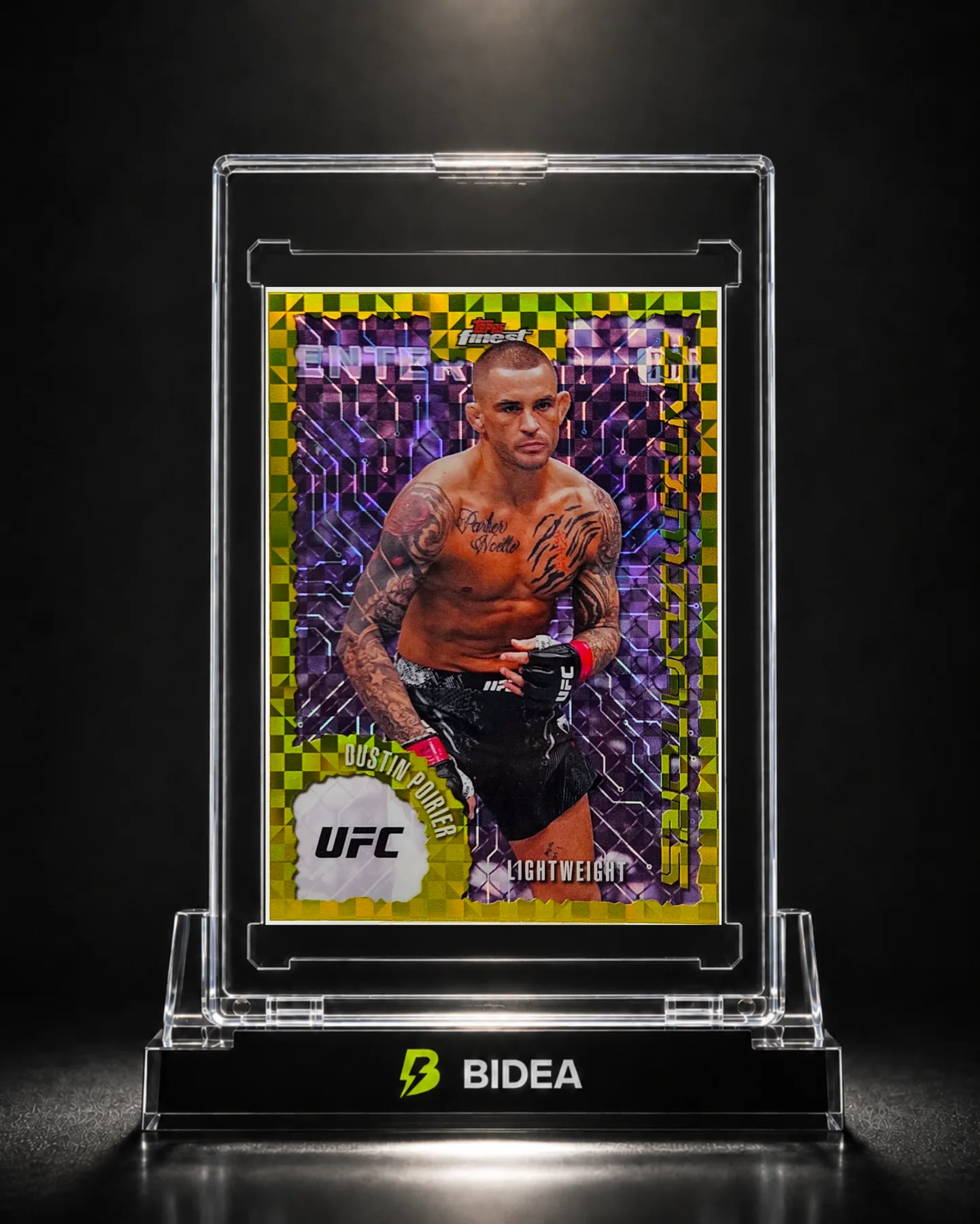 Dustin Poirier 2025 Topps Finest UFC Intimidators Checkerboard Refractor IT-16