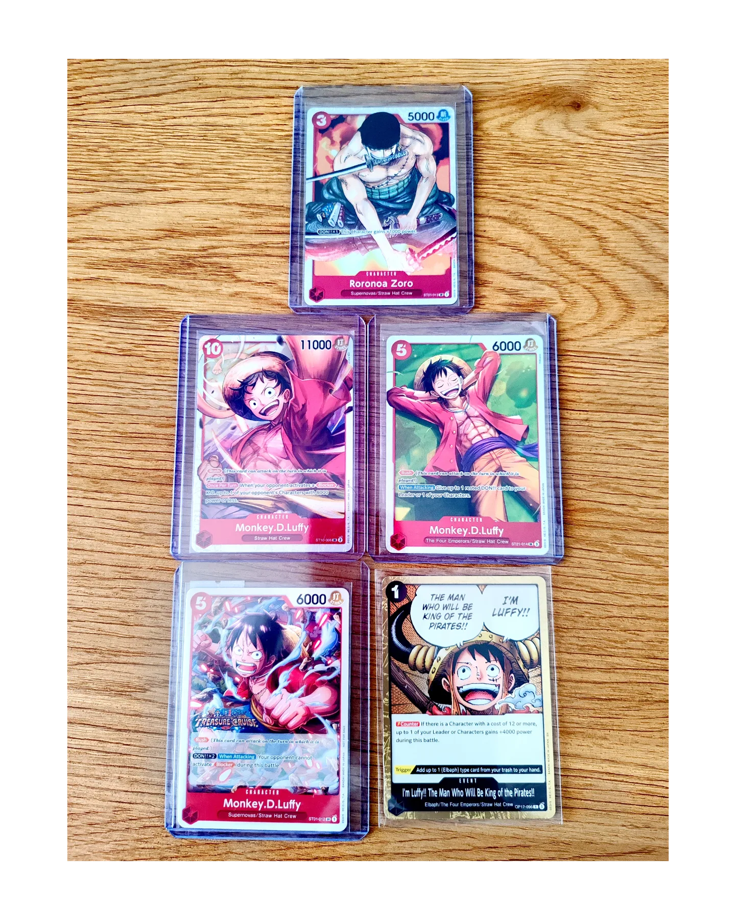5 tarjetas ONE PIECE