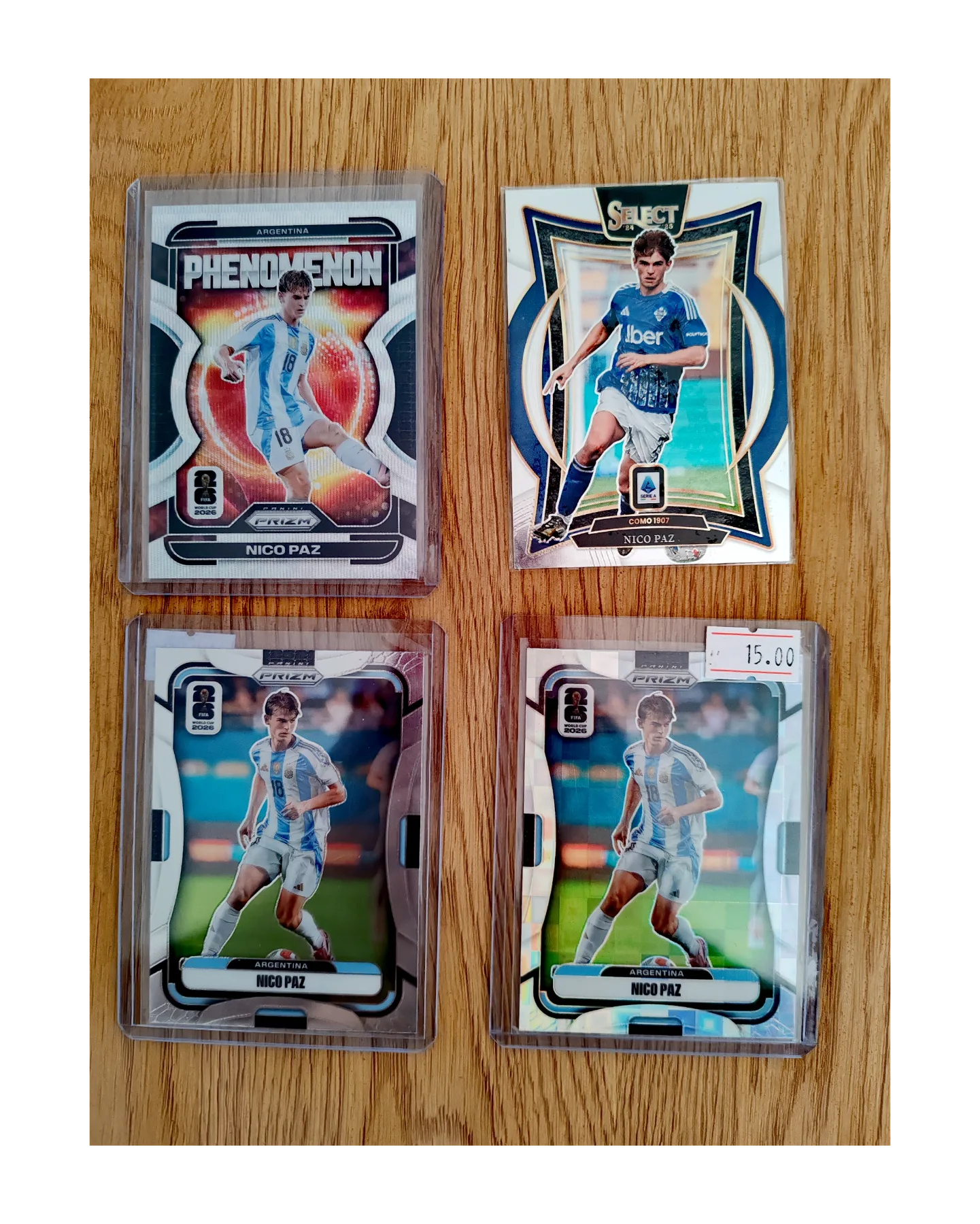 4 tarjetas Nico Paz
